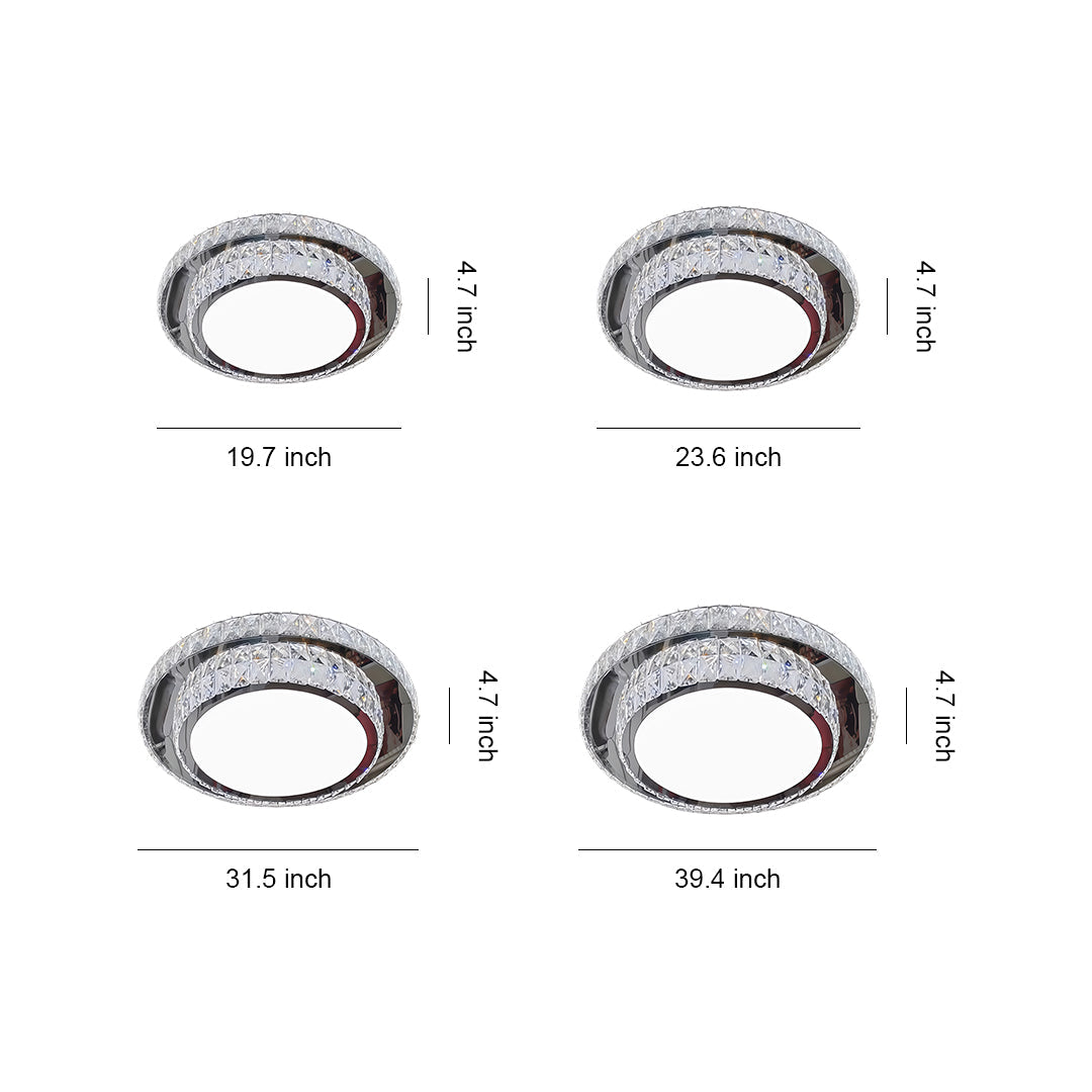 Flush Mount Crystal Light Fixture Luxury Stainless Steel Lamp