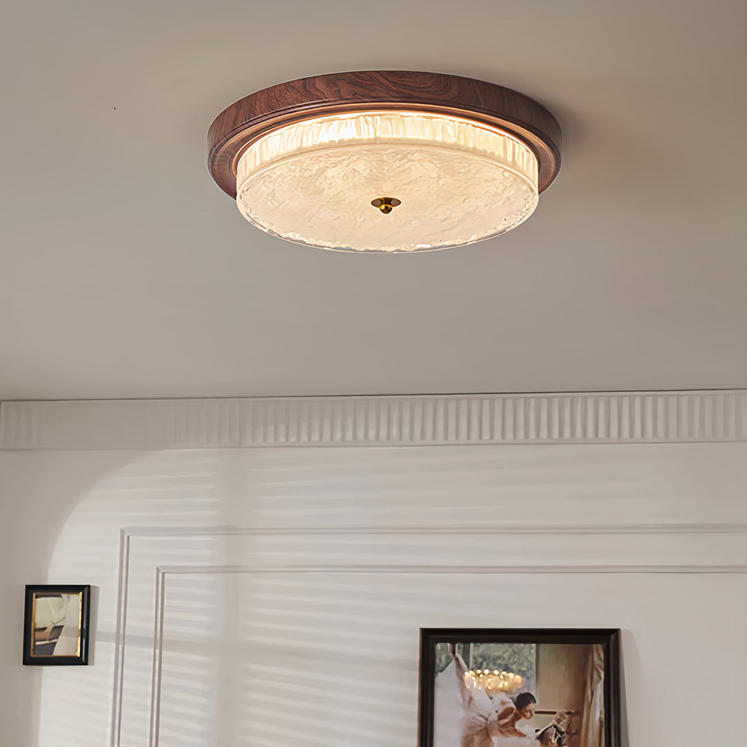 Flush Mount Dome Light American Vintage Ribbed Glass Ceiling Light