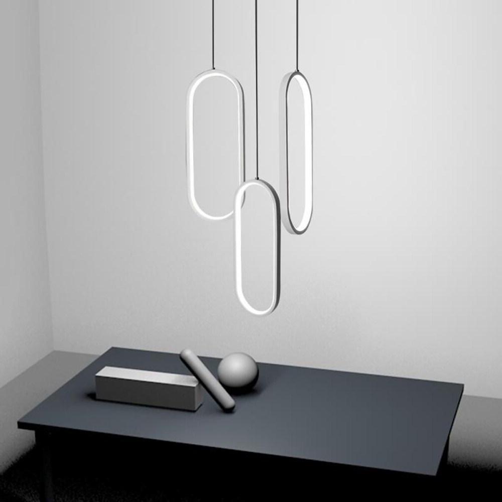 Modern Curved 3 Oval Chandeliers Aluminum Ceiling Light