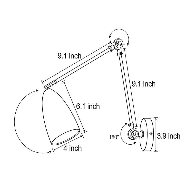 Folding Wall Light Modern Long Bulb Rod Swing Arm Light