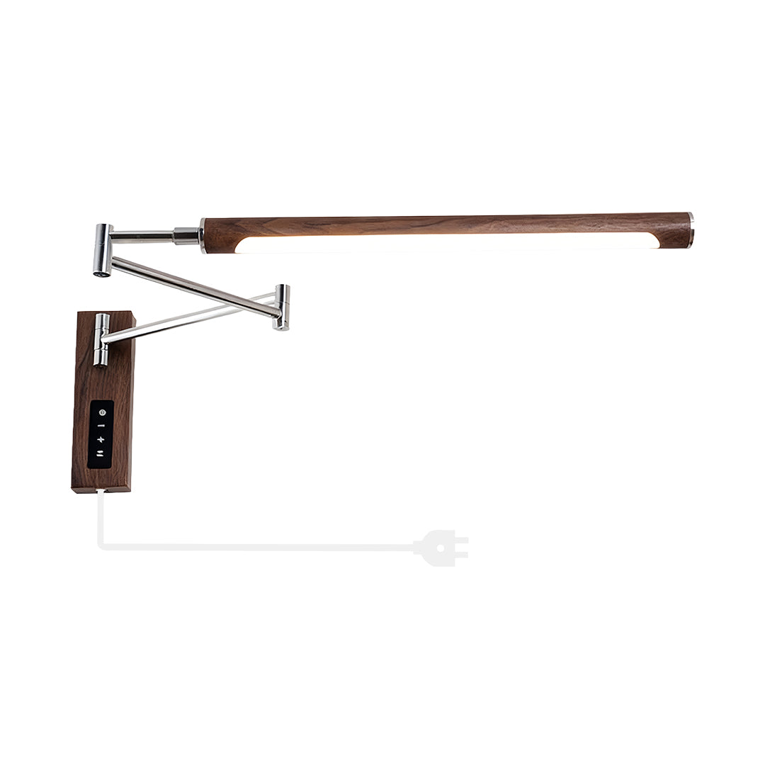 Swing Wall Light Mid-Century Iron Walnut LED Arm Lamp
