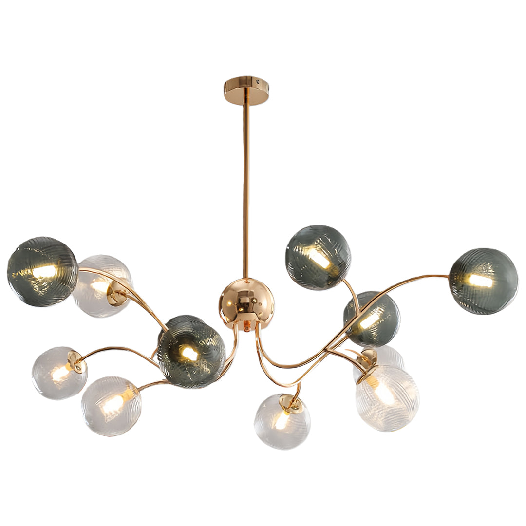 Clear Glass Flush Mount Ceiling Light Gold Finish 6-Head Creative Lamp