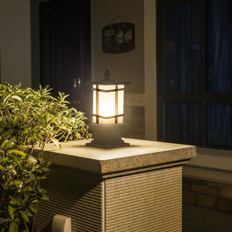Garden Bollard Lighting Vintage Pavilion Style Black Outdoor Light