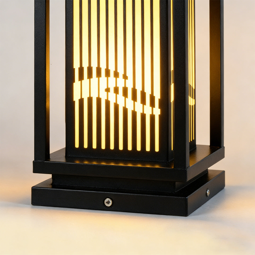 Garden Bollards Lights Striped Black Modern Outdoor Lamp