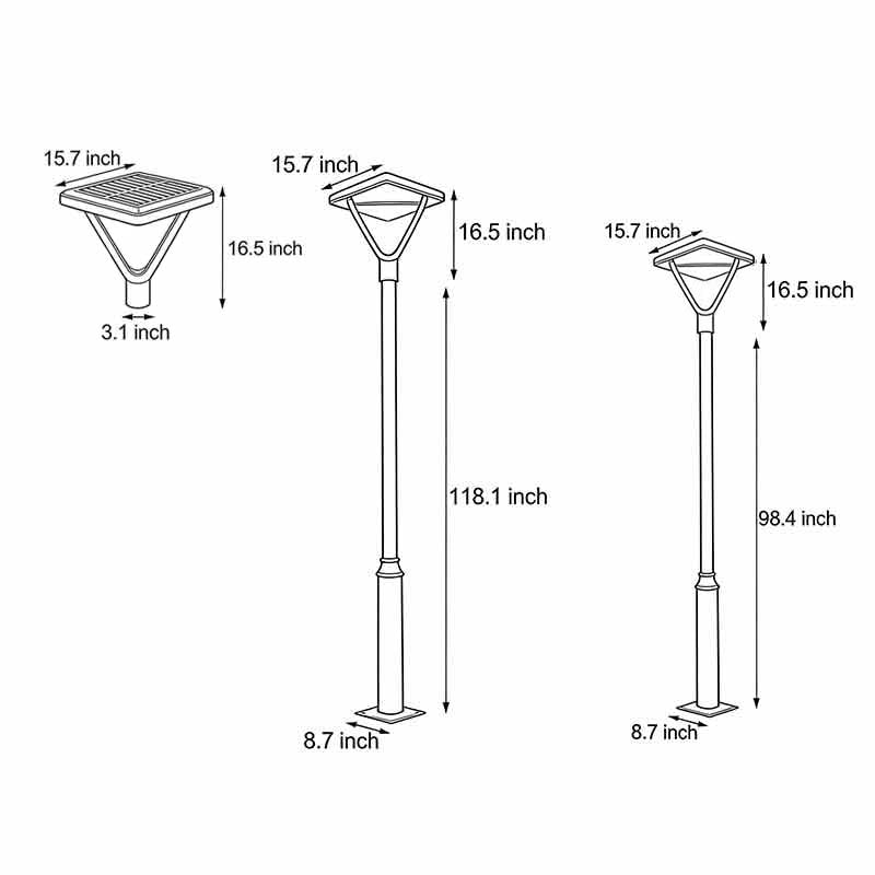 Garden Street Light Modern Black LED Solar Pole Light