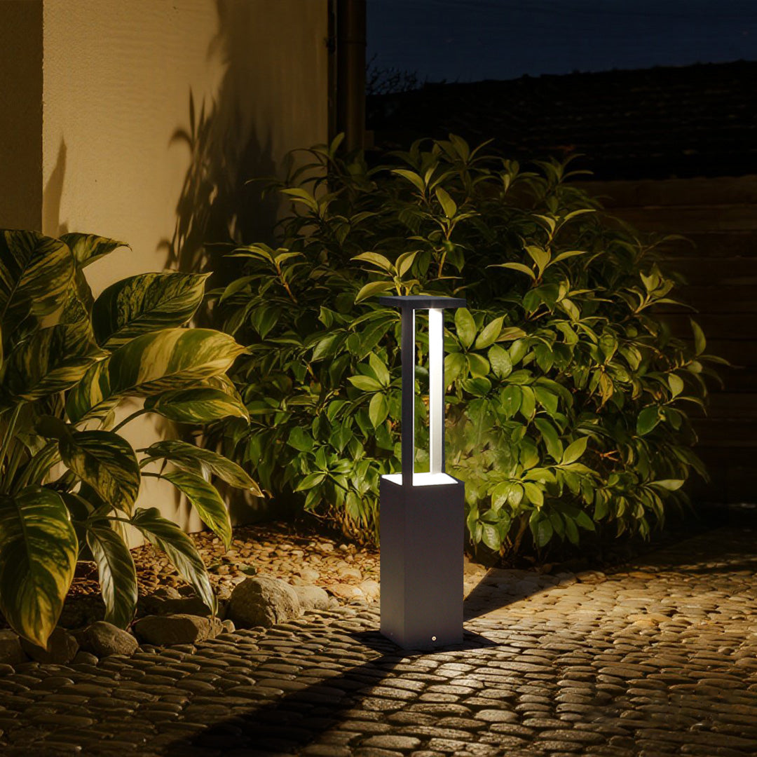 Cutout LED Landscape Bollard Lights Minimalist Garden Pole