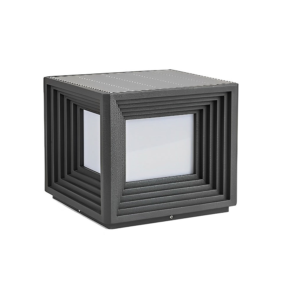 Gate Pillar Lights Modern Black Square Solar Metal Light