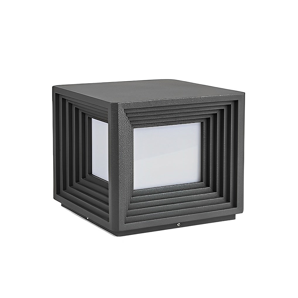 Gate Pillar Lights Modern Black Square Solar Metal Light