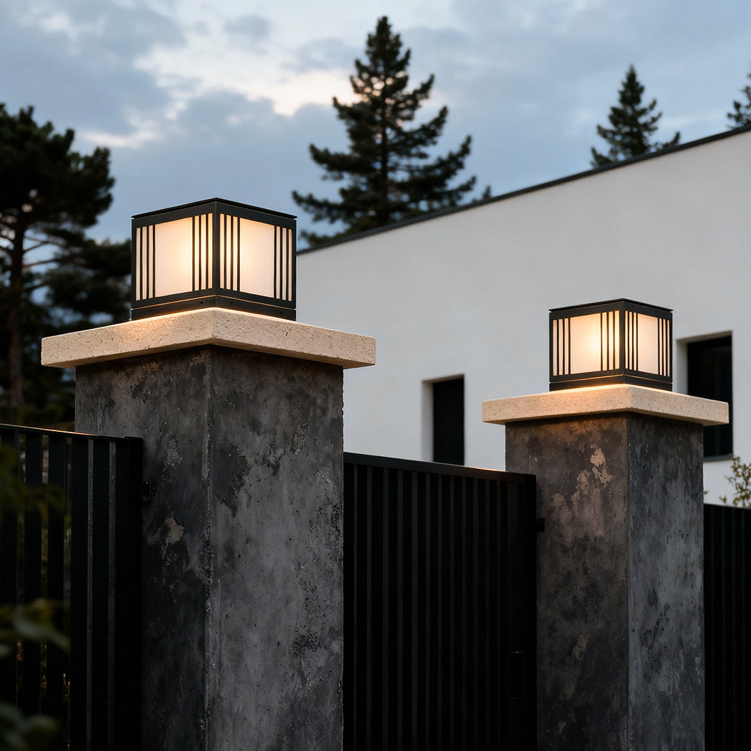 Gate Pillar Solar Light Outdoor Copper Square Rust-Proof Light