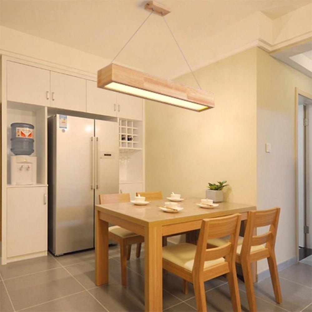 LED Rectangular Chandelier Wood Rustic Ceiling Lighting
