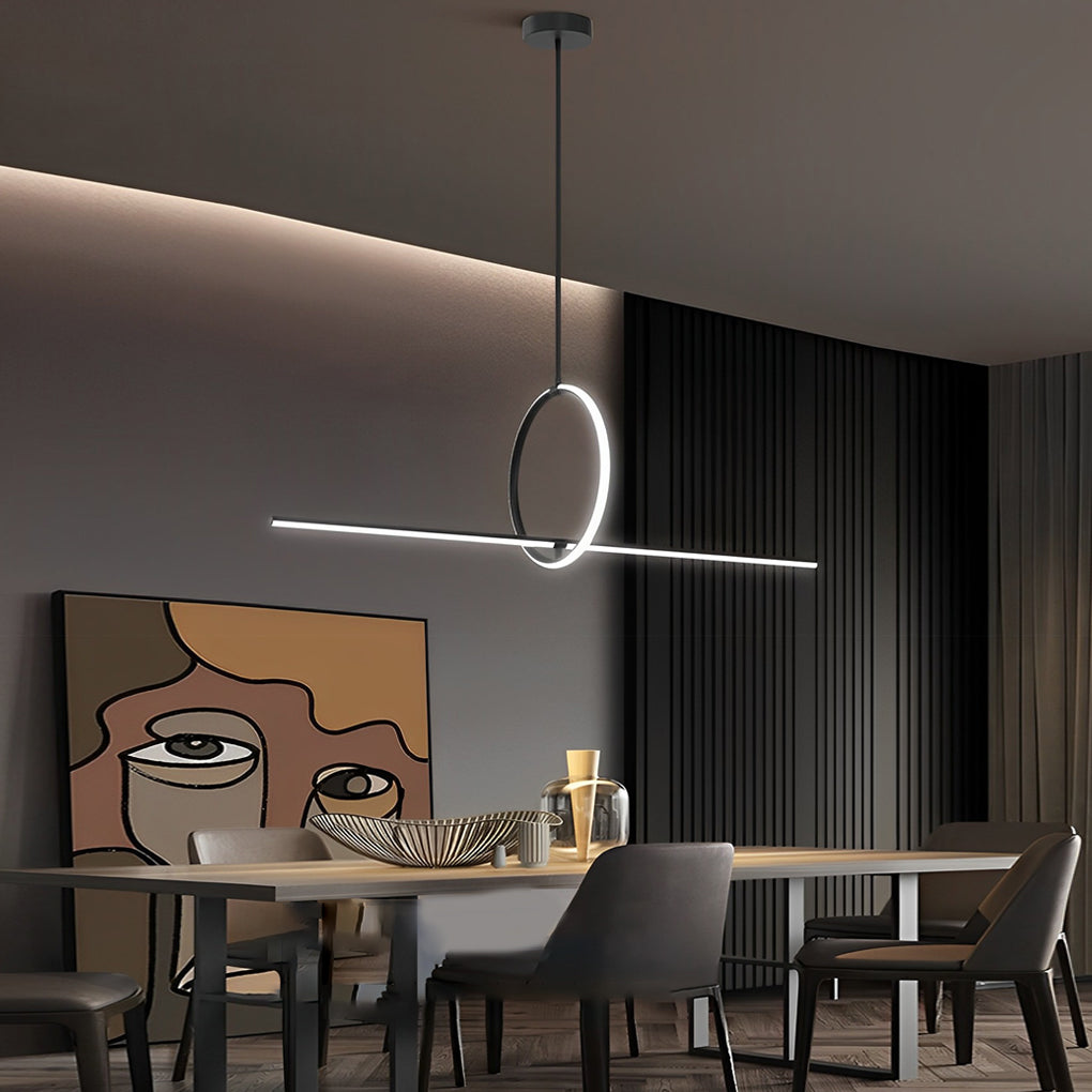 Geometric Pendant Light Fixture Ring Linear Ceiling Light