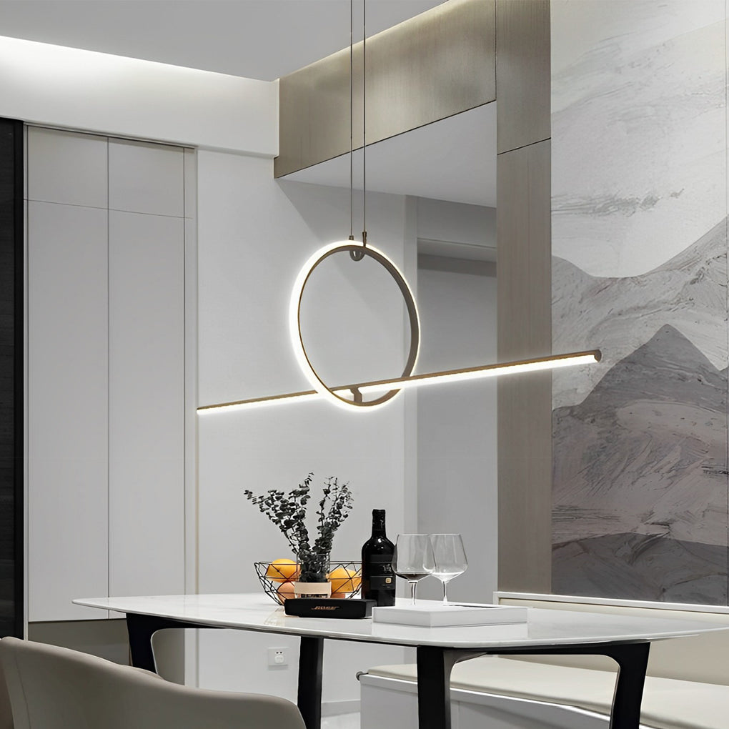 Geometric Pendant Light Fixture Ring Linear Ceiling Light