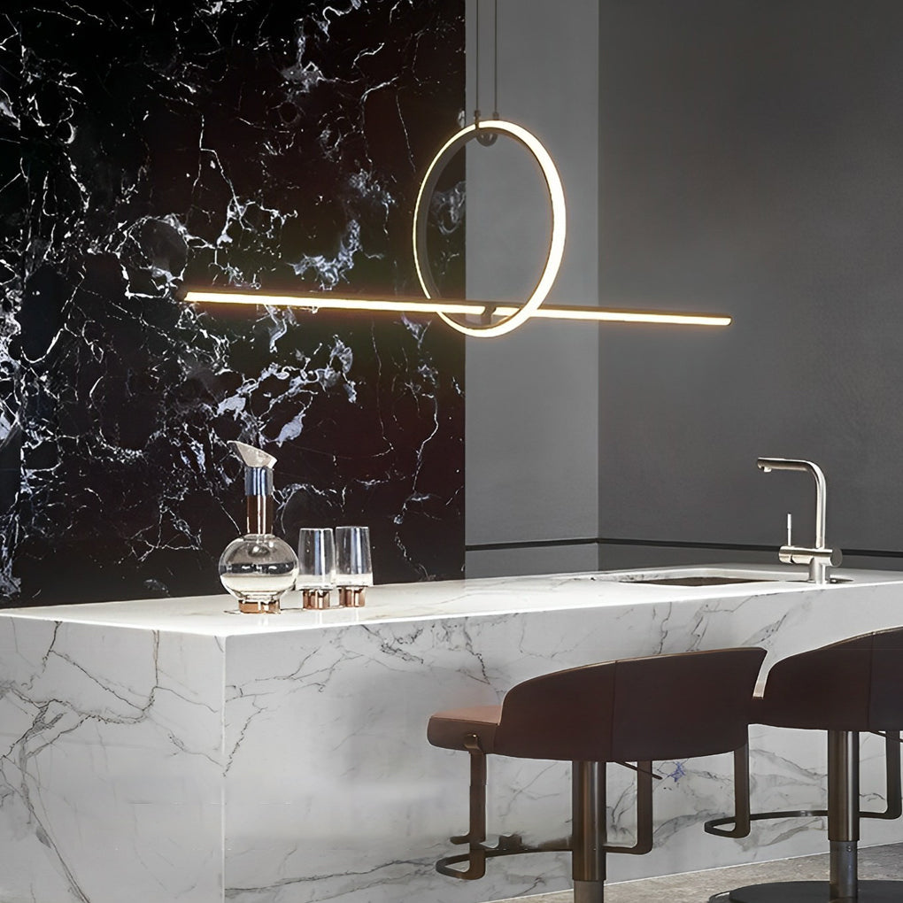 Geometric Pendant Light Fixture Ring Linear Ceiling Light