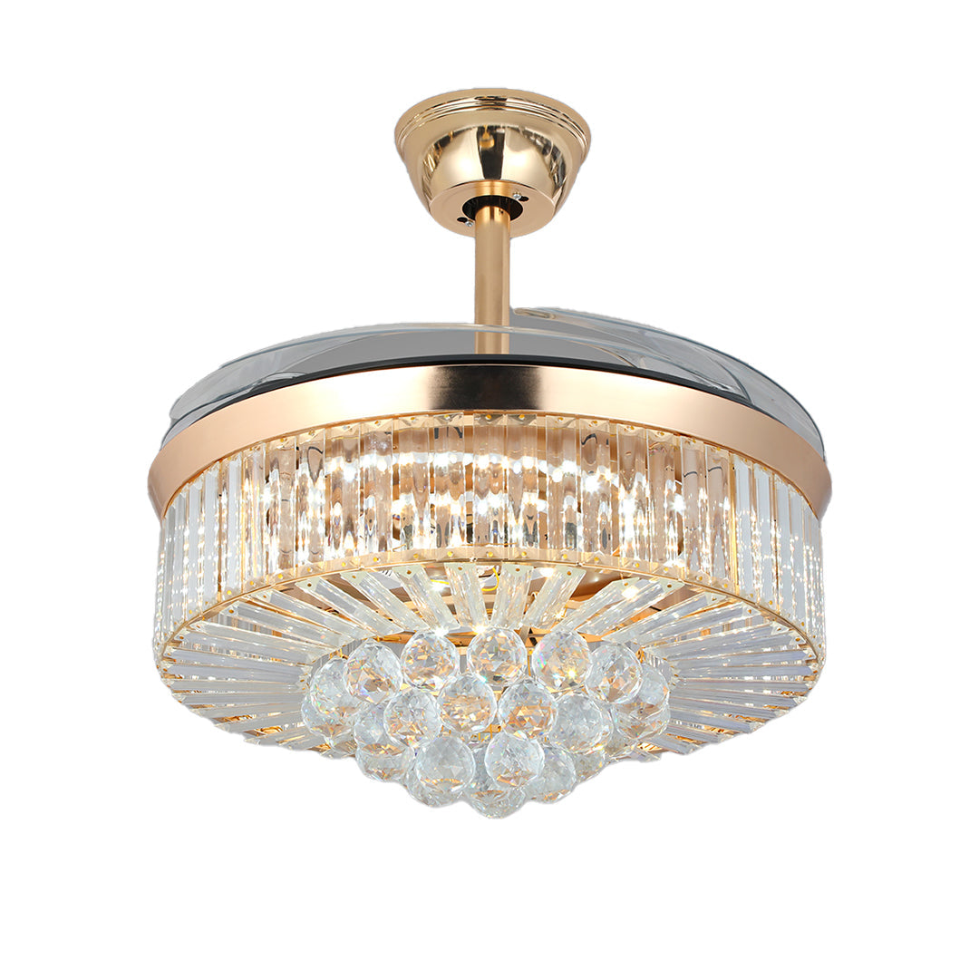Crystal Ceiling Fans with Lights European Style Gold Iron Luxury Fan