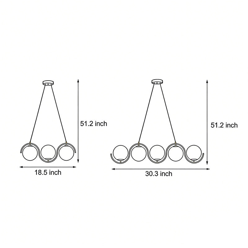 Glass Ball Linear Chandelier Wave‑shaped Island Ceiling Light