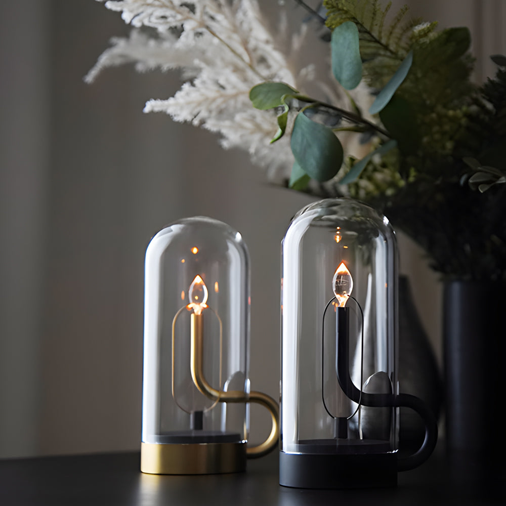 Glass Dome Table Light Atmosphere LED Candle Version Light
