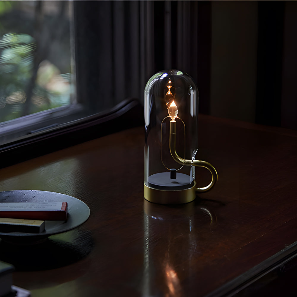 Glass Dome Table Light Atmosphere LED Candle Version Light