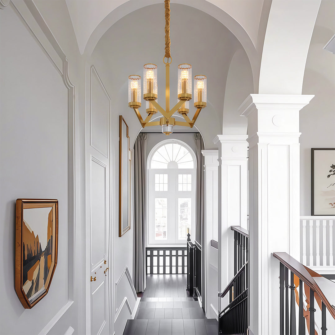 Glass Drop Chandelier High-End Luxury Copper Ceiling Light