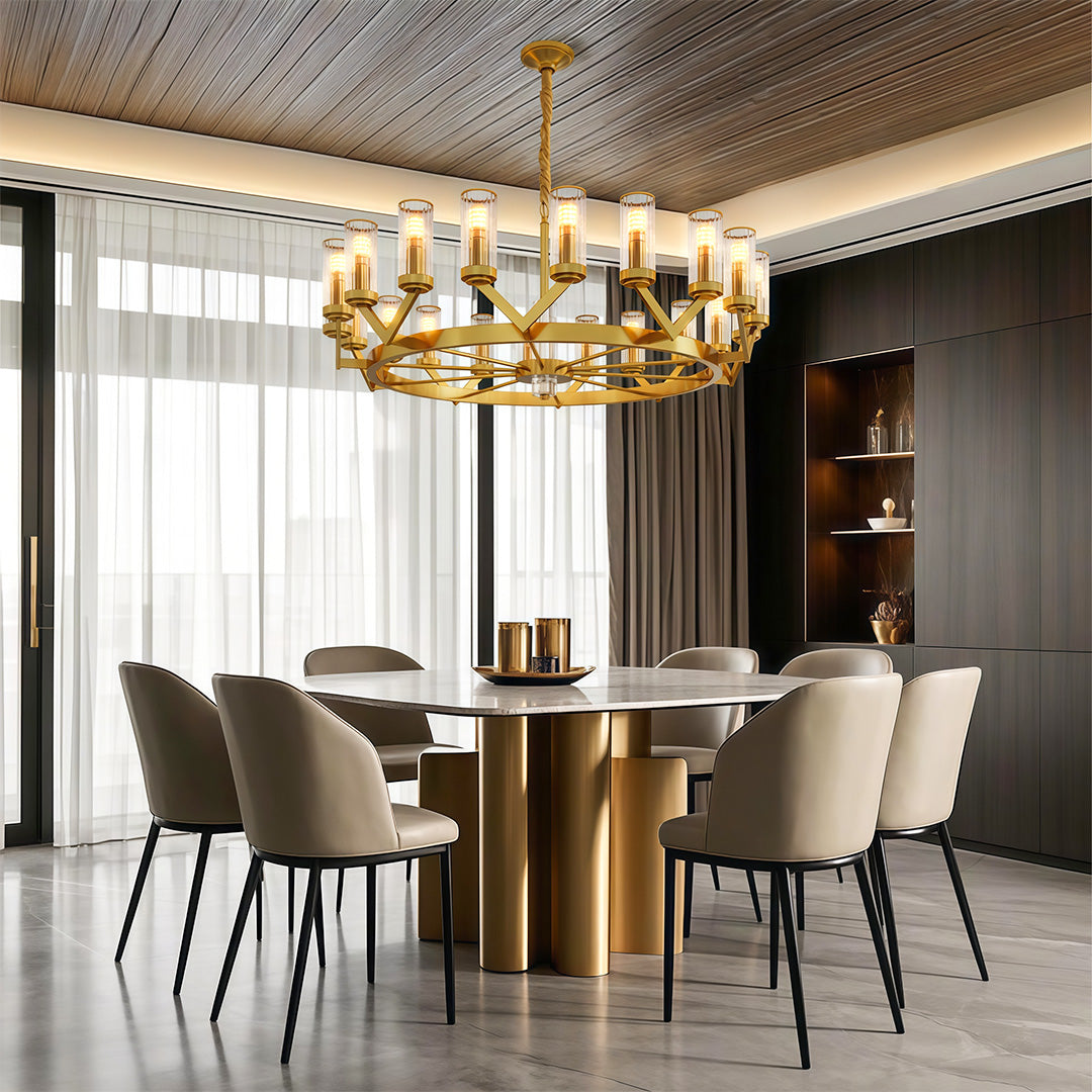 Glass Drop Chandelier High-End Luxury Copper Ceiling Light
