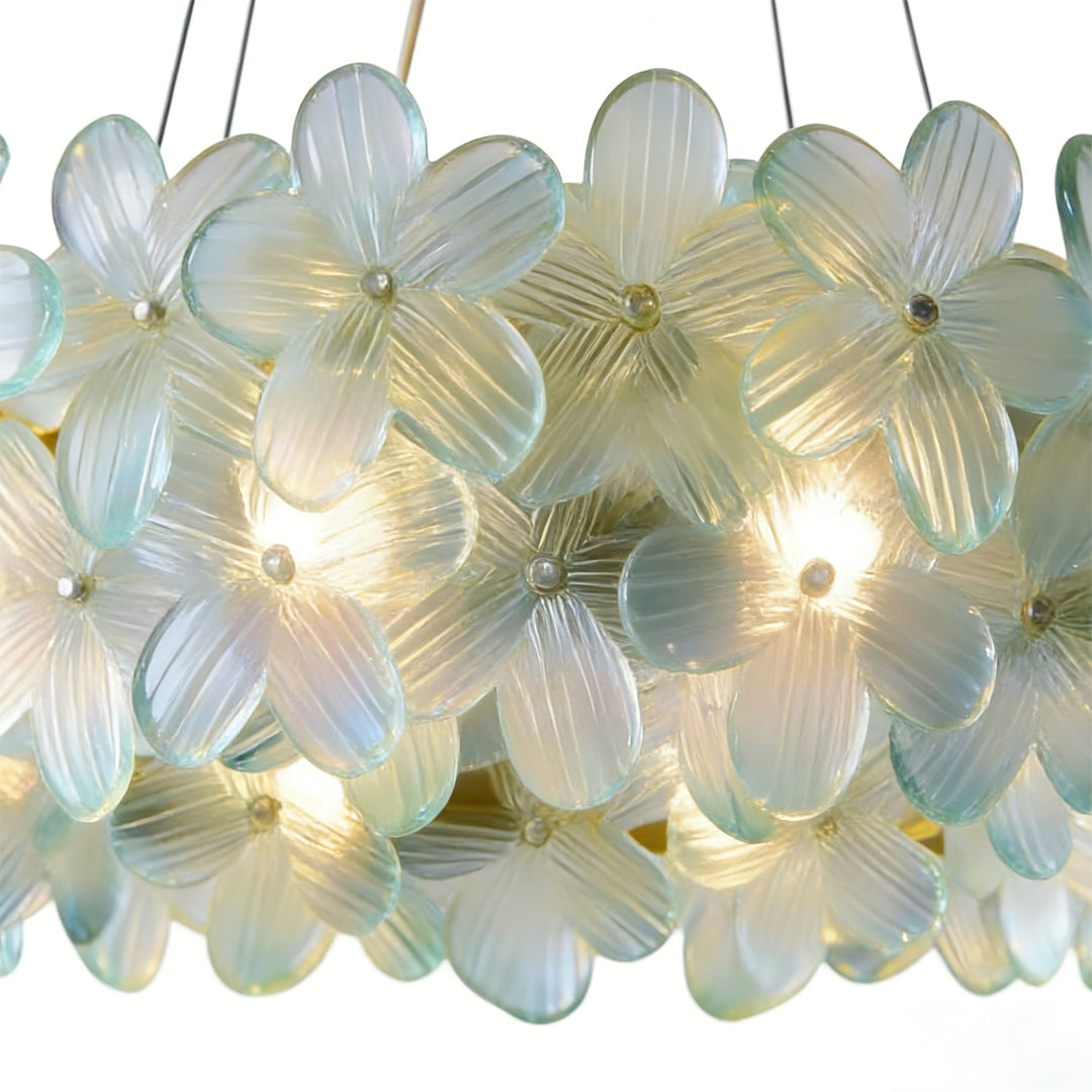 Glass Flower Chandelier French Glass Round Ceiling Light