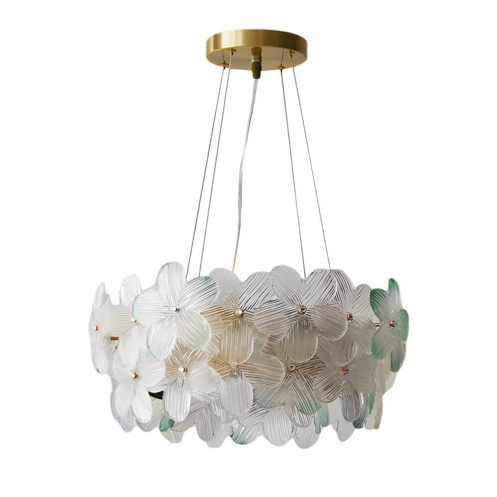 Glass Flower Chandelier French Glass Round Ceiling Light