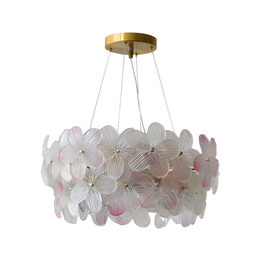 Glass Flower Chandelier French Glass Round Ceiling Light