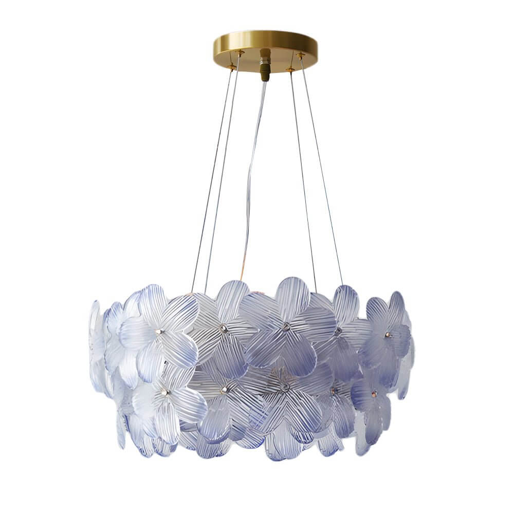 Glass Flower Chandelier French Glass Round Ceiling Light