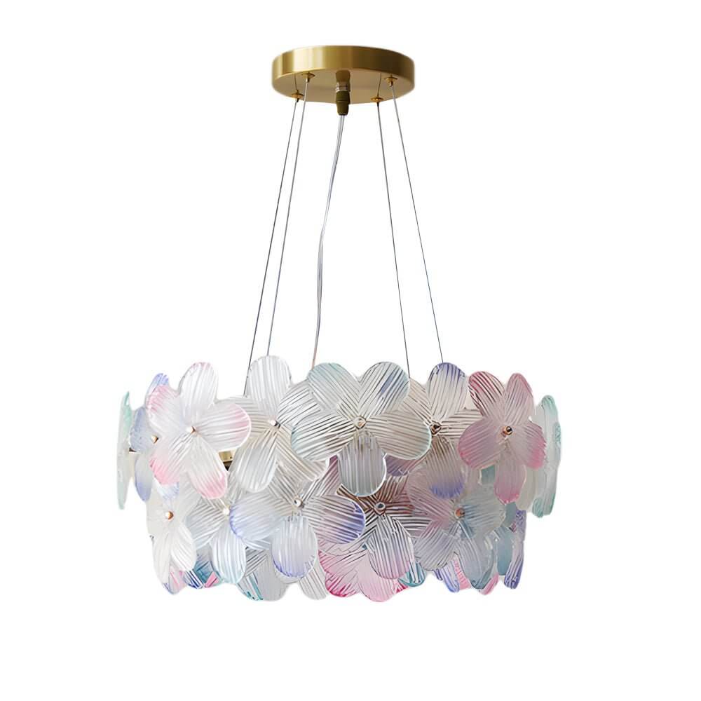 Glass Flower Chandelier French Glass Round Ceiling Light