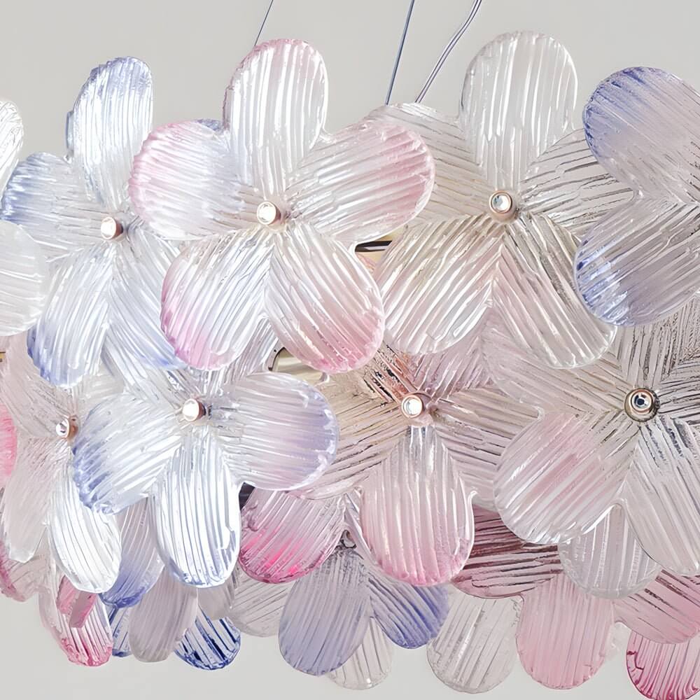 Glass Flower Chandelier French Glass Round Ceiling Light