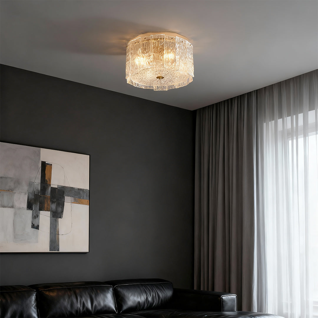 Glass Flush Mount Lighting Full Copper Luxury Ambience Lamp