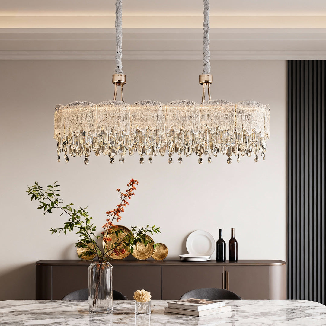 Glass Fringe Chandeliers French Luxury Crystal Ceiling Light
