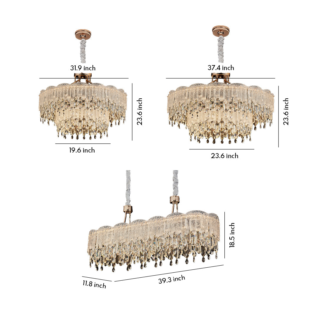 Glass Fringe Chandeliers French Luxury Crystal Ceiling Light