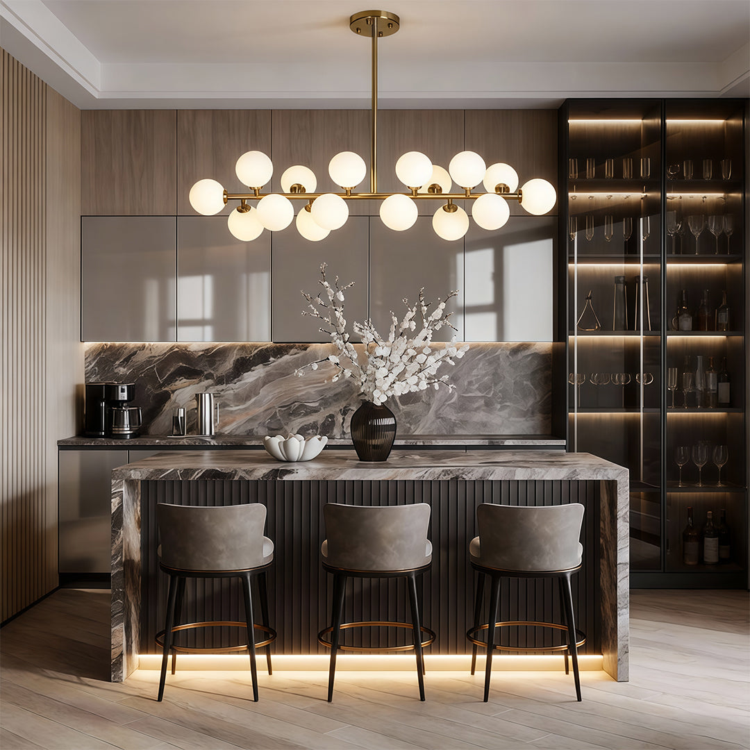 Glass Globe Linear Chandelier Linear Bubble Glass Kitchen Island Light