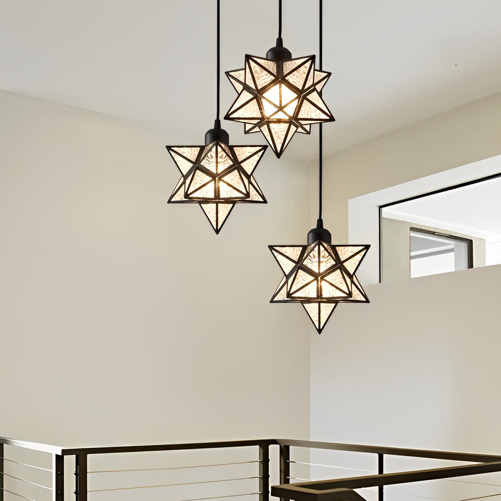 Glass Moravian Star Pendant Light Modern Ceiling Light