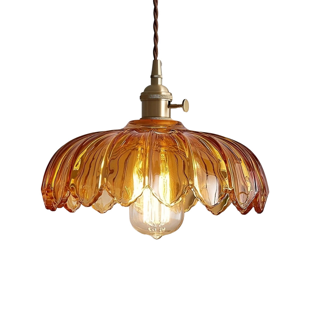 Glass Pendant Light Nordic Retro Floral Ceiling Light
