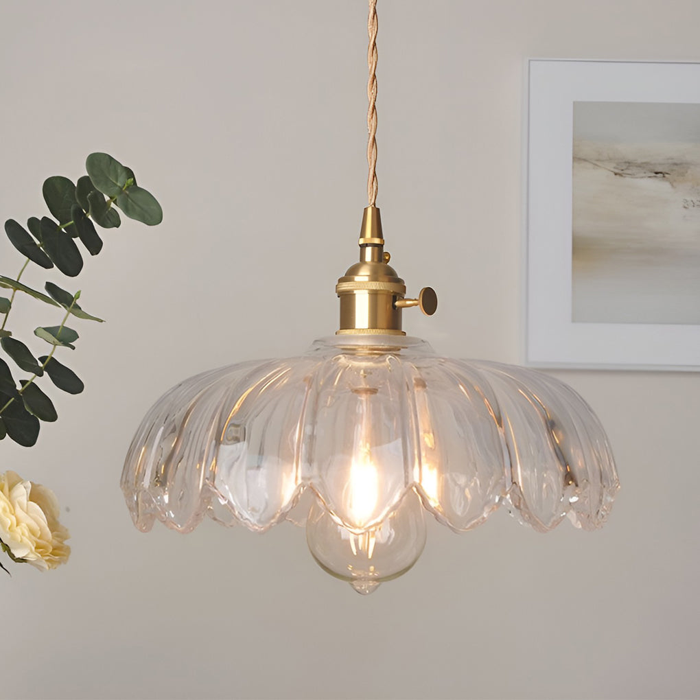 Glass Pendant Light Nordic Retro Floral Ceiling Light