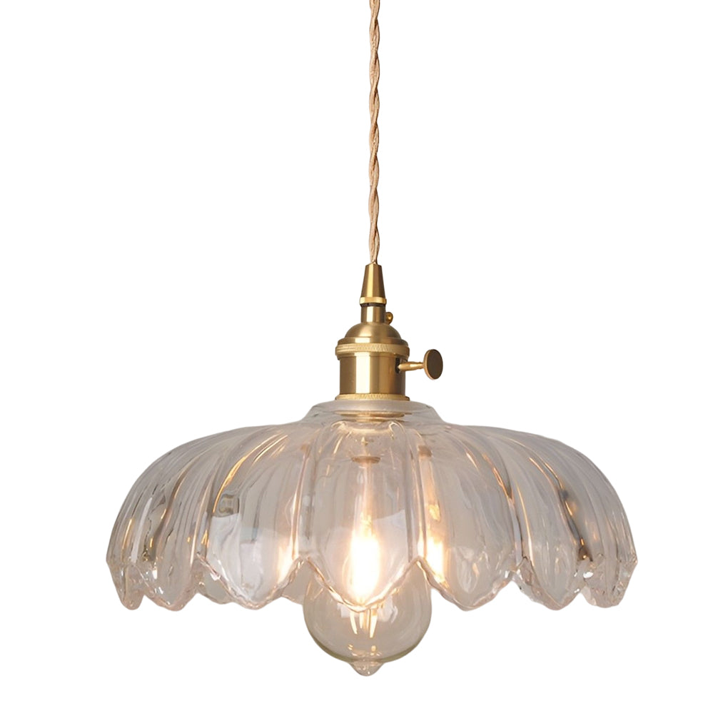 Glass Pendant Light Nordic Retro Floral Ceiling Light