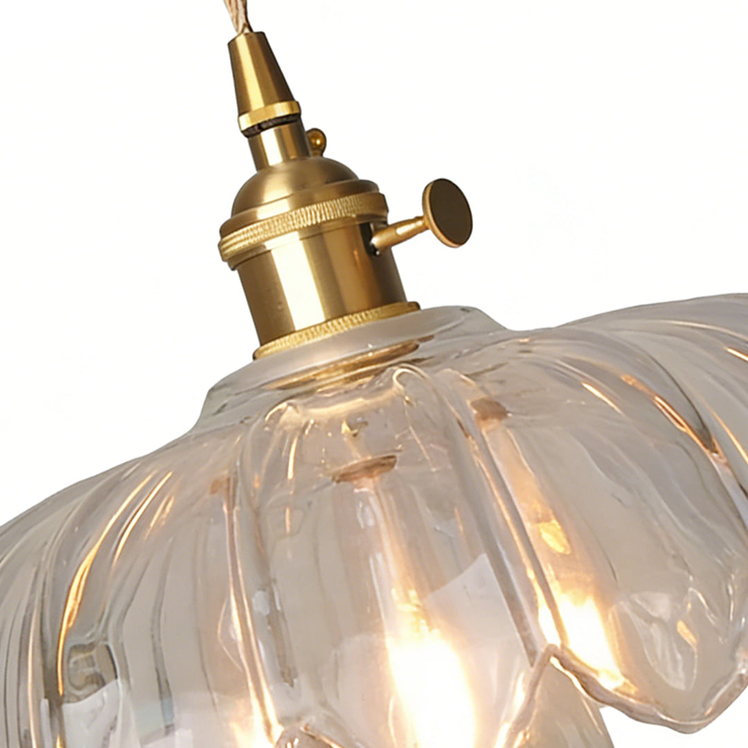 Glass Pendant Light Nordic Retro Floral Ceiling Light