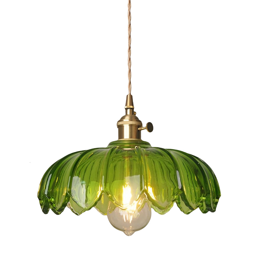 Glass Pendant Light Nordic Retro Floral Ceiling Light