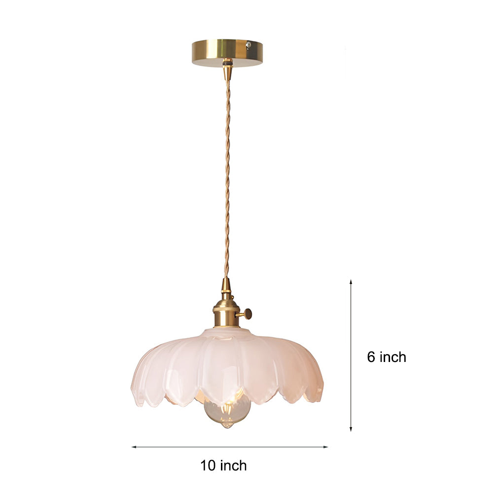 Glass Pendant Light Nordic Retro Floral Ceiling Light
