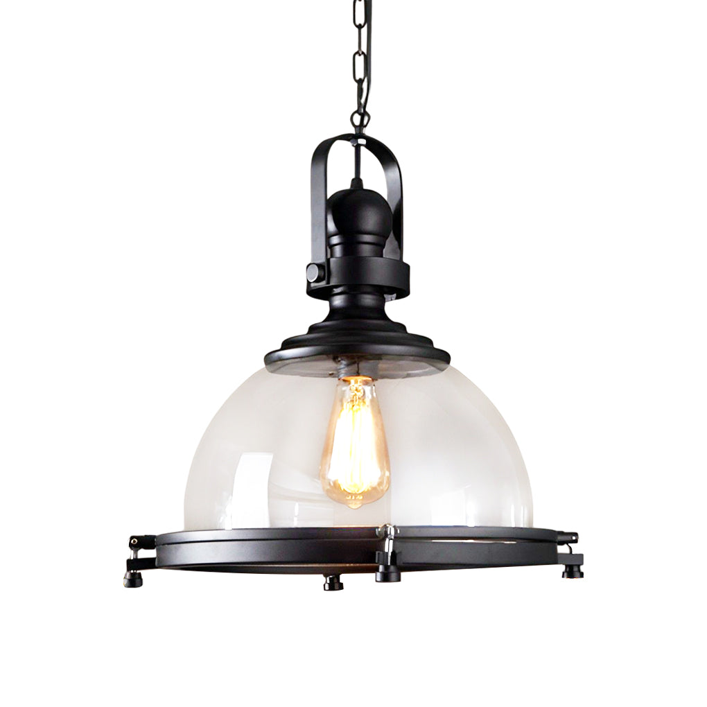 Glass Pendant Lights Kitchen Iron Industrial Black Ceiling Light