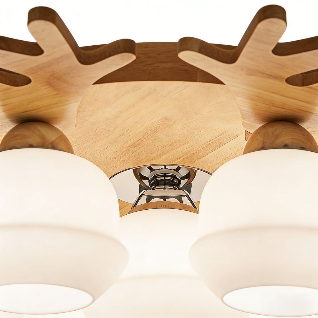 Globe Ceiling Lamp Nordic Style Wooden Glass LED Light