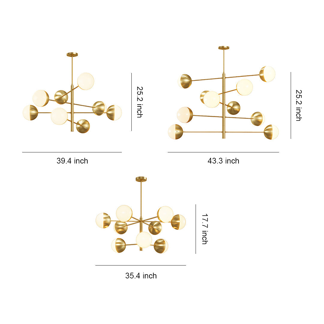 Globe Light Chandelier Modern Solid Copper Ceiling Light