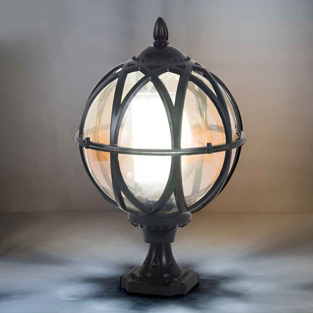 Globe Pillar Lights European Glass Waterproof Outdoor Lamp