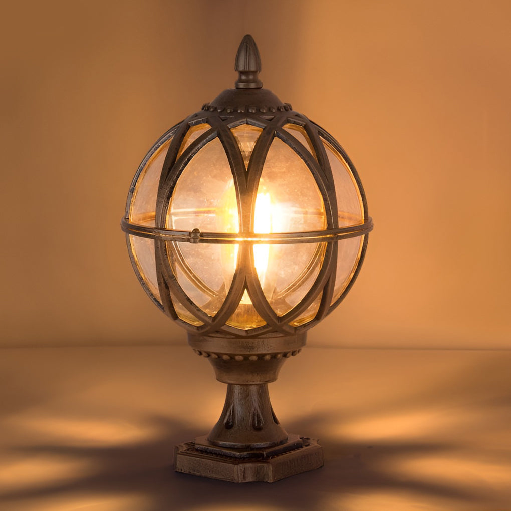 Globe Pillar Lights European Glass Waterproof Outdoor Lamp