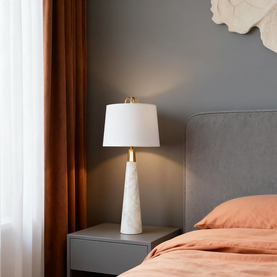 Nordic White Marble Tapered Table Lamp