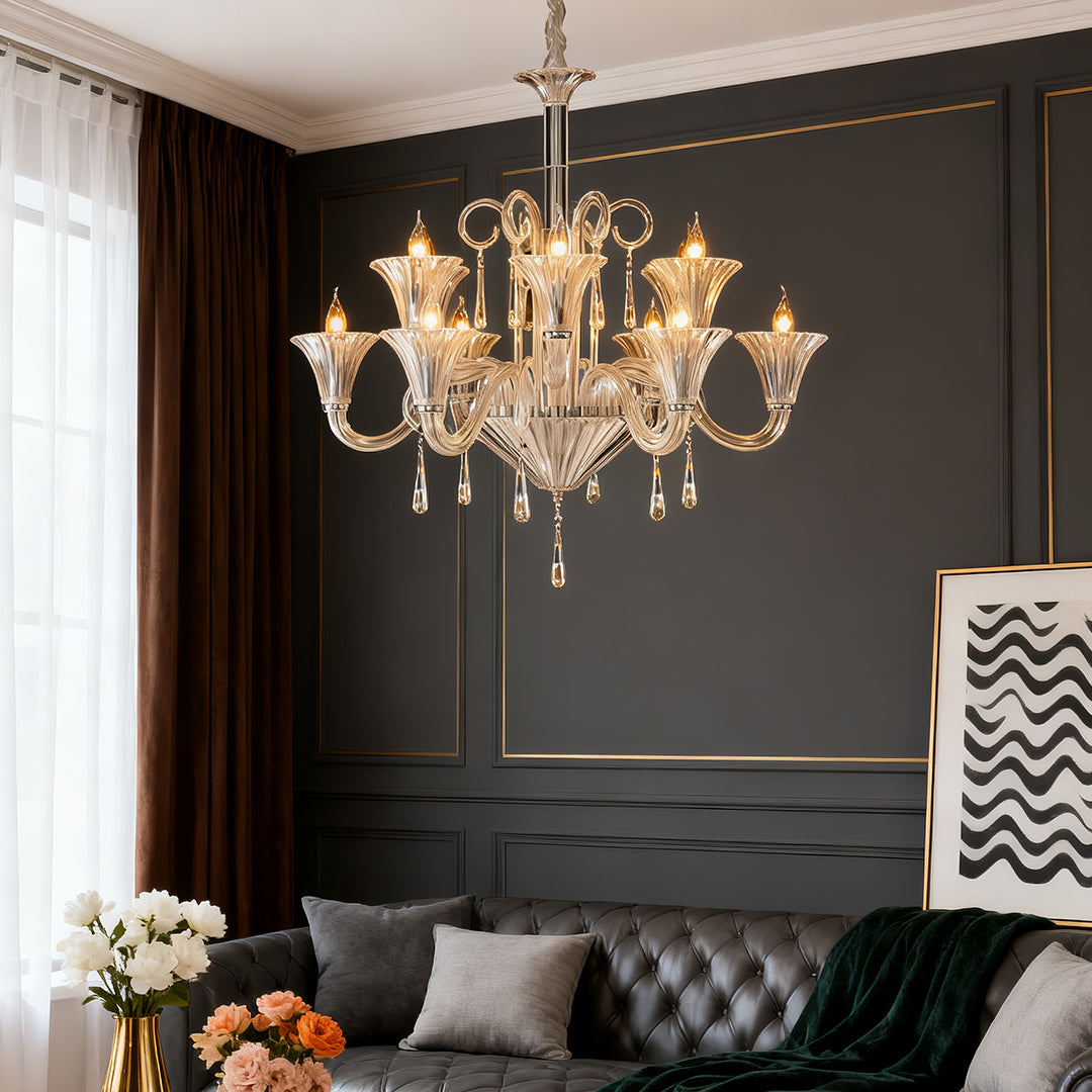 Art Glass Chandeliers French Elegant Hardware Ceiling Lights