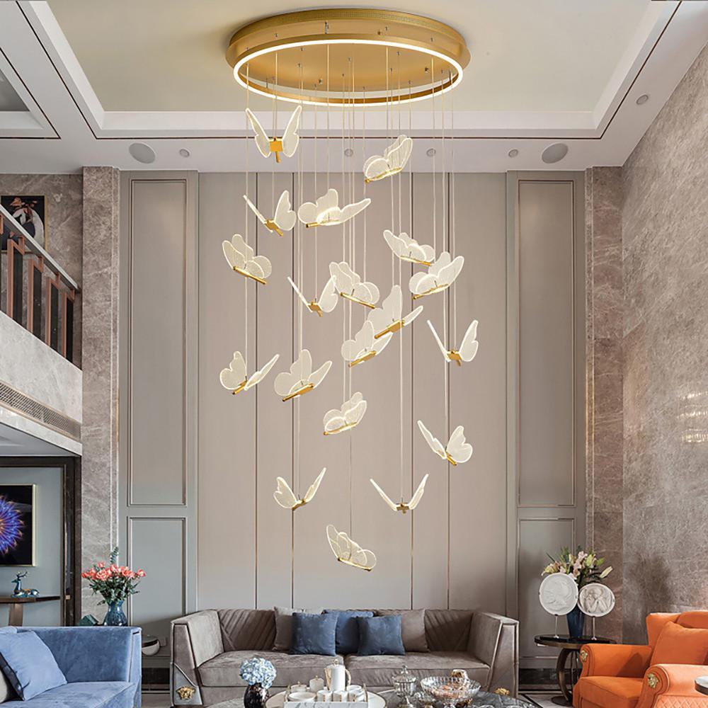 Butterfly Chandelier Modern Metal Disk Acrylic Ceiling Light