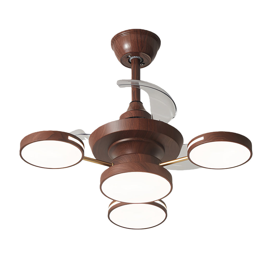 Ceiling Fan with Four Lights French Vintage Iron Art 3-Blade Fan Lamp