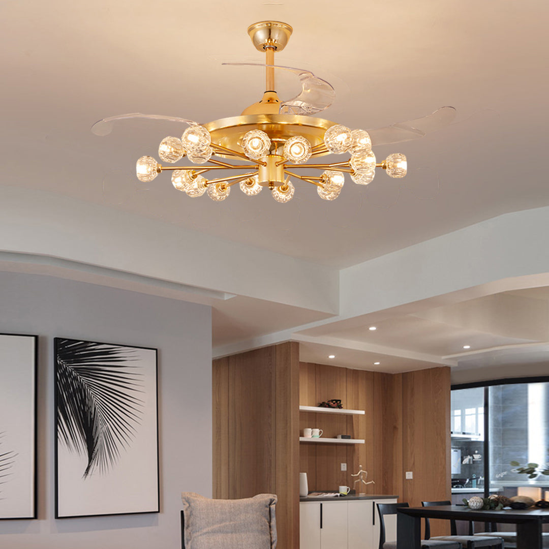Ceiling Fan With Multiple Lights Nordic Crystal Invisible Ceiling Fan